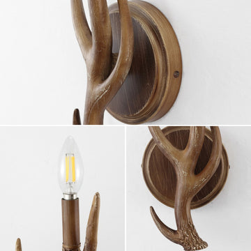 Cody 5.5" 1-Light Southwestern Bohemian Resin/Iron Faux Antler LED Sconce - JONATHAN Y